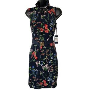 Tommy‎ Hilfiger Floral Dress Sleeveless Belted Zip Front Women's